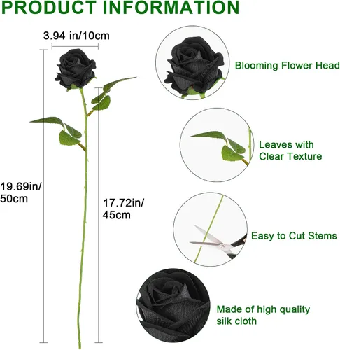 Miniatura 3 de Flores artificiales, rosas táctiles, ramo de rosas falsas, tallo de flores para centros de mesa de boda, corona de bricolaje, decoración del hogar