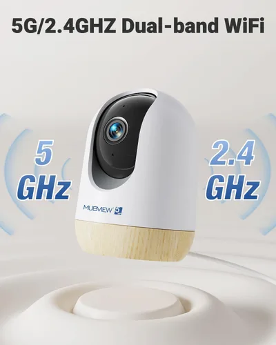 Miniatura 4 de MUBVIEW Cámara de seguridad para interiores enchufable de 5 MP sin suscripción, cámara WiFi para mascotas de 5/2.4G para interiores con aplicación