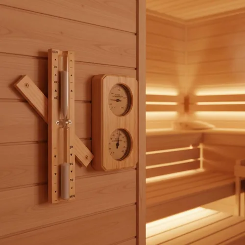 Miniatura 3 de Termómetro higrómetro de sauna de 2 piezas con temporizador de arena de 30 minutos, doble calibre Fahrenheit y humedad de temperatura Celsius