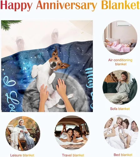 Miniatura 5 de TURMTF Manta personalizada con foto para mamá de hija e hijo, regalos de boda personalizados para ella, él, pareja, esposa, marido, novia, novio