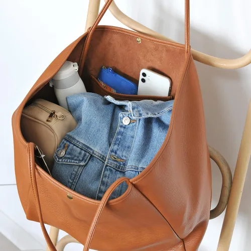 Miniatura 5 de HOXIS Bolso de mano de cuero PU de gran tamaño para mujer, bolso de fin de semana, bolso de viaje