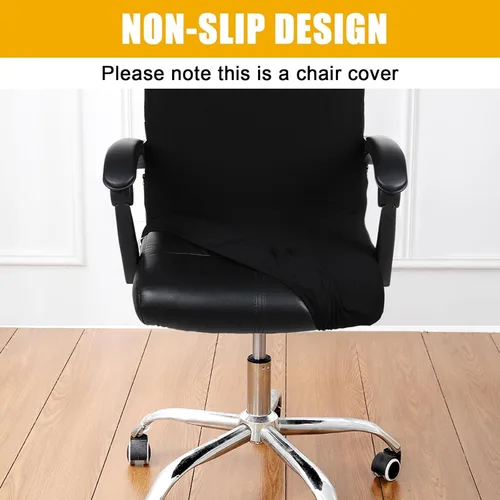 Miniatura 2 de Smiry - Fundas elásticas impresas para silla de oficina de computadora, fundas para sillas giratorias universales de escritorio, extraíbles, Negro