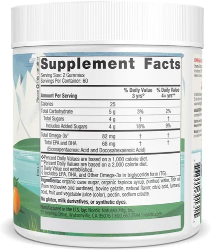 Miniatura 2 de Nordic Naturals Gomitas Nordic Omega-3, Mandarina - 120 gomitas - 82 mg Omega-3 totales con EPA y DHA - Sin OMG - 60 porciones