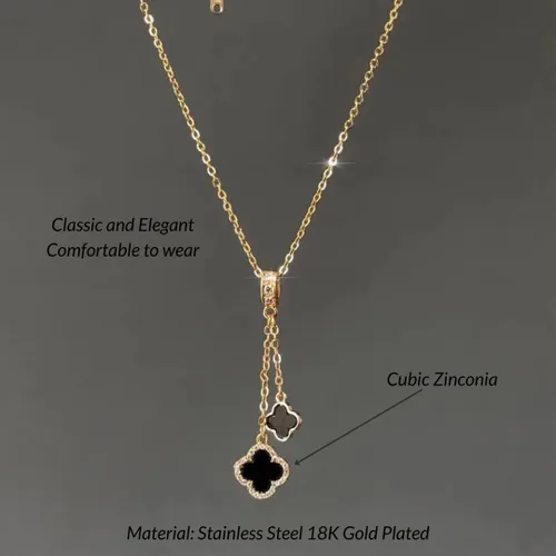 Miniatura 2 de Ruannan Collar de trébol de cuatro hojas chapado en oro de 18 quilates, collares con colgante de trébol de la suerte, collares con colgante