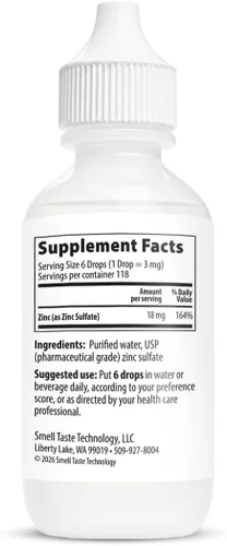 Miniatura 2 de Suplemento mineral iónico líquido de zinc Taste N' Score 100% puro; 18 mg; 118 porciones