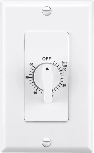 BN-LINK Temporizador de cuenta regresiva de 60 minutos en la pared, interruptor mecánico, para ventilador de baño, temporizador de luces, 2 placas
