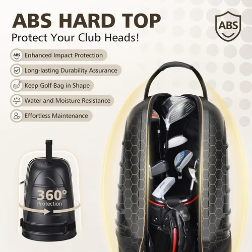 Miniatura 2 de Golf Travel Bags for Airlines with Wheels, Hard Case Top and 1680D Heavy Duty Oxford Protect Golf Clubs, Lightweight and Easy to Maneuver