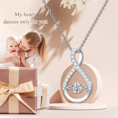 Miniatura 6 de Collar con colgante infinito para mujer, plata de ley 925, collares de piedra natal brillante, aniversario, cumpleaños, joyería fina, regalos