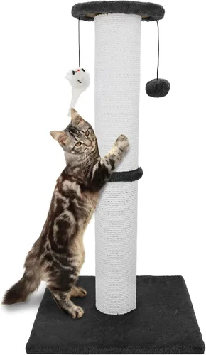 Miniatura 11 de Poste rascador para gatos Ahomdoo de 34 pulgadas, poste rascador para gatos resistente y más grueso de sisal con bola colgante y poste rascador