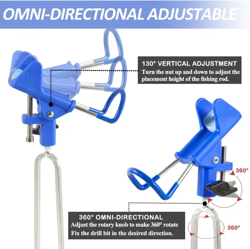 Miniatura 3 de Tripquips Soportes para caña de pescar – Equipo de soporte de caña de pescar ajustable de 360 grados mejorado para banco, playa, regalo para hombres