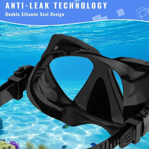 Miniatura 3 de Equipo de esnórquel para adultos, conjunto de esnórquel máscara de buceo con parte superior seca, gafas de natación para adultos con cubierta