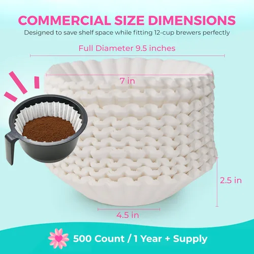 Miniatura 5 de Filtros de café grandes de Katy – Filtros de café comerciales para 12 tazas (24.1 cm x 11.4 cm) Papel premium y extracción de preparación, altos