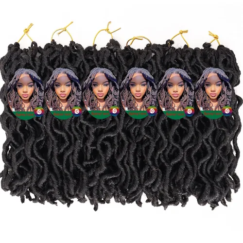 Miniatura 5 de 6 paquetes de cabello sintético suave de ganchillo de 3 tonos Ombre Goddess Locs ganchillo para mujeres negras, extensiones de cabello de rastas 1b