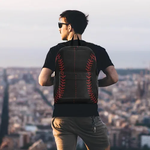 Miniatura 7 de Mochila para computadora de poliéster divertido para niños, niñas, mochila grande para negocios, deportes, viajes, escuela, libros, Béisbol