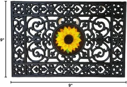 Miniatura 2 de Inserto redondo de girasol de 9 pulgadas para felpudo de 2 x 3 pies, se adapta a Calloway Mills 160012436 Felpudo