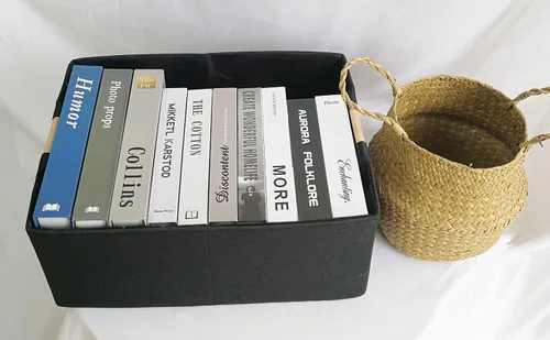 Miniatura 3 de Contenedor de almacenamiento para estantes, cestas rectangulares de armario, caja plegable con asas, cajas de almacenamiento negras para hogar, Negro