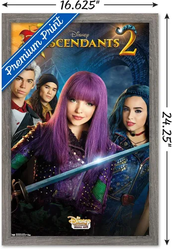 Miniatura 3 de Trends International Disney Descendants 2 - Póster de pared de una hoja, 14.725 x 22.375 pulgadas, versión enmarcada de madera de granero
