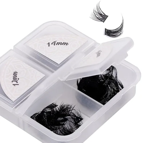 Miniatura 25 de Pestañas de anime con forma de pluma, extensiones de racimo de pestañas naturales de manga individual