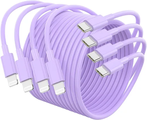 Miniatura 13 de Paquete de 4 cables USB C a Lightning de 6 pies, cable de carga rápida para iPhone 14, repuesto para el cable de carga original de Apple para iPhone