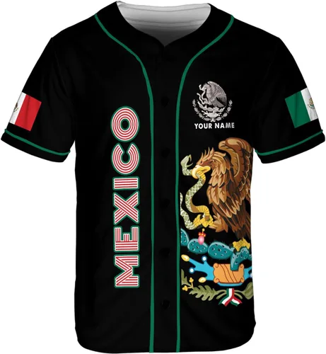 Miniatura 3 de Woseprints - Camiseta de béisbol mexicana personalizada para hombres y mujeres, con bandera mexicana, orgullo de la bandera mexicana