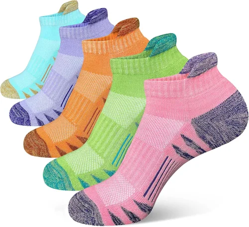 Heyoboy Womens Ankle Anti-blister Thick Cushioned Wicking Odor Resist Athletic Running Socks 5 Pairs