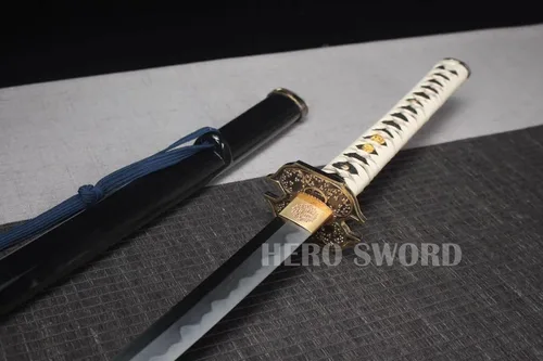 Miniatura 7 de Samurai Katana Espada japonesa hecha a mano, práctica, acero al carbono 1095, templada, espiga completa, muy afilada, cuchillo listo para combate