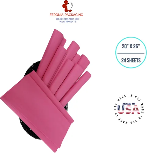 Miniatura 6 de Cuadrados de papel de seda rosa intenso, 24 hojas a granel, papel de regalo premium y suministros de arte para cumpleaños, vacaciones o regalos por
