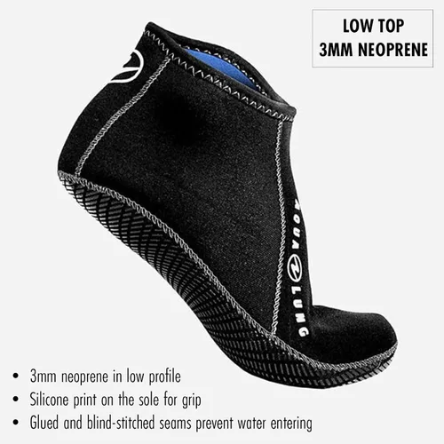 Miniatura 2 de Aqualung ERGO Calcetines de neopreno de 0.118 in de caña baja, duraderos, aptos para viajes, protección de pies de bajo perfil con costuras selladas