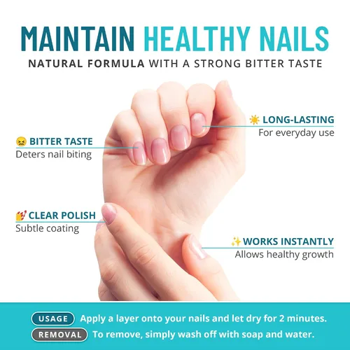 Miniatura 2 de Tratamiento para detener las mordeduras de uñas para niños y adultos – Esmalte de uñas sin mordida sabor amargo, disuasorio para chupar el pulgar