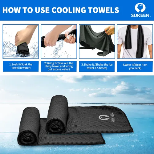 Miniatura 3 de Sukeen Toalla de enfriamiento para cuello y cara (40 x 12 pulgadas), toallas de enfriamiento a granel de microfibra para deportistas, envolturas