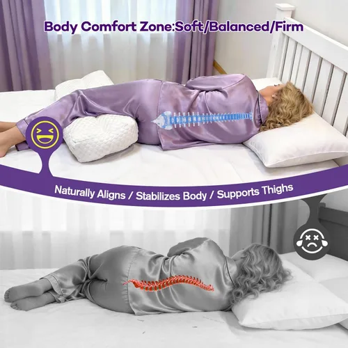 Miniatura 3 de Almohada de rodilla de espuma viscoelástica triturada para dormir de lado, almohada de apoyo para dormir de lado, alivia el dolor de cadera, espalda