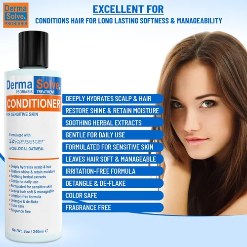 Miniatura 3 de DermaSolve - Champú y acondicionador médico libre de psoriasis del cuero cabelludo y caspa, tratamiento definitivo para la dermatitis seborreica
