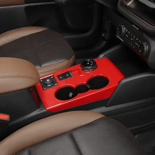 Miniatura 6 de Linskip Moldura del panel de cambios compatible con Ford Bronco Sport 2021-2024 2025, cubierta decorativa para portavasos para accesorios interiores