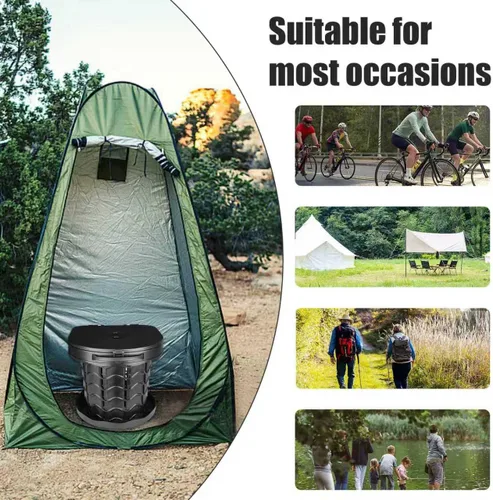 Miniatura 5 de Boreeman Inodoro portátil XXL para campamento, plegable y ajustable en altura, capacidad de carga de 400 libras, con asa de transporte, perfecto
