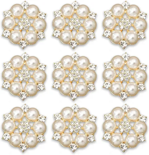Miniatura 14 de 30 piezas chapadas en plata de 5 pétalos, cuentas de flores de diamantes de imitación, botón de adorno para ropa hecha a mano, zapatos, sombreros