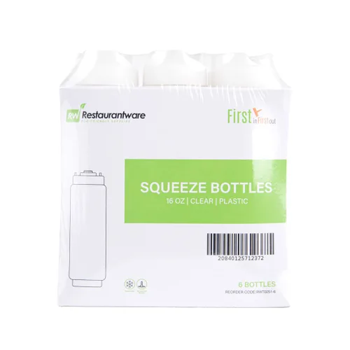 Miniatura 8 de Restaurantware First In First Out - Botella exprimible de condimentos de 16 onzas, 6 tapas rellenables, botella de presión FIFO - Punta dispensadora