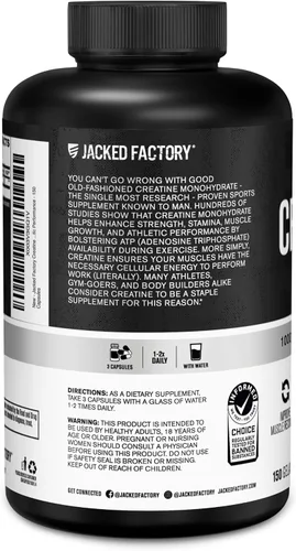 Miniatura 9 de Jacked Factory Cápsulas de monohidrato de creatina, píldoras de creatina para el crecimiento muscular, mayor fuerza, mayor producción de energía