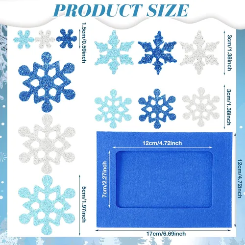Miniatura 3 de Ferraycle Kit de Manualidades de 232 Piezas de Marcos de Fotos de Invierno DIY, 32 Piezas de Marcos de Fotos de Nieve con 200 Calcomanías