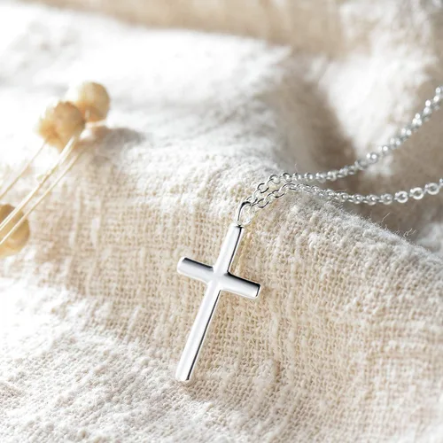 Miniatura 106 de Fettero - Collar con dije de cruz de fe, chapado en oro de 14 K, cadena fina, minimalista, simple, pequeña, para oración, regalo de joyería religiosa