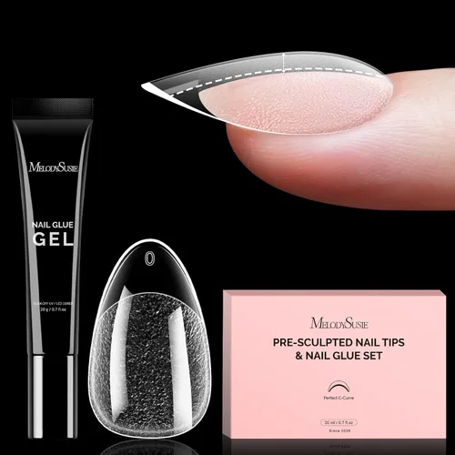 Miniatura 23 de MelodySusie Pegamento de uñas de gel 9 en 1 sin TPO para puntas de uñas postizas, 2 unidades de 0.5 fl oz de luz UV de larga duración requerida
