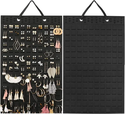 Resovo Organizador y soporte para aretes colgantes, 20 ganchos, capacidad para hasta 300 pares, diseño compacto, material suave, colgador de aretes