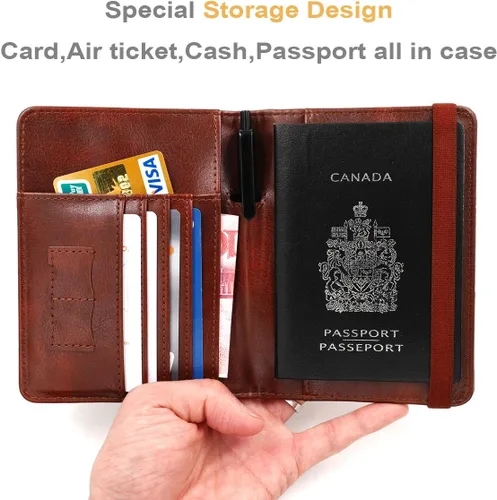 Miniatura 2 de Kandouren - Funda para pasaporte con bloqueo RFID, cartera para pasaporte para hombres y mujeres, el mejor regalo para viajeros, tarjetas de crédito