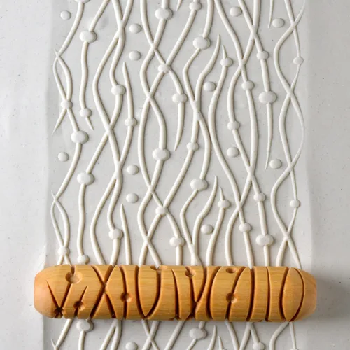 Miniatura 45 de MKM Pottery Tools Rodillos de mano grandes de madera para arcilla (BHR-01 Diagonal Basketweave)