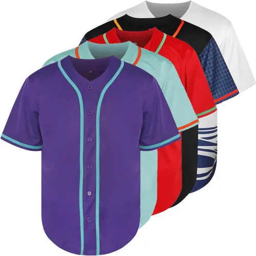 Miniatura 33 de Phoneutrix Camisetas Jersey de Béisbol Hip Hop Hipster Lisas en Blanco con Botones Uniformes Deportivos para Hombres y Mujeres Jersey