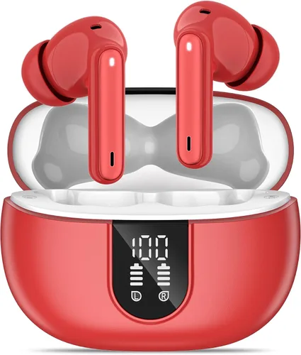 Miniatura 7 de Auriculares inalámbricos, auriculares Bluetooth 5.3, 40 horas de reproducción, estéreo de graves profundos, pantalla de alimentación LED