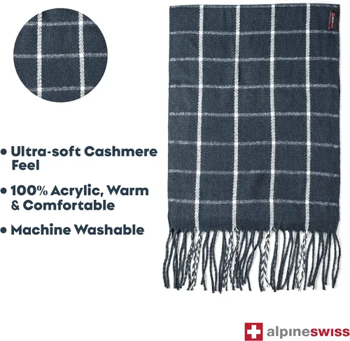 Miniatura 12 de Alpine Swiss Bufanda a cuadros para hombre, ultra suave, chal de invierno, cálido, ligero, para clima frío