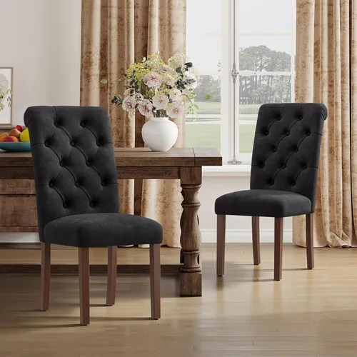 Miniatura 21 de MALOL Parsons - Juego de 4 sillas de comedor tapizadas copetudas, sillas de cocina con asiento acolchado y patas de madera maciza, sillas laterales