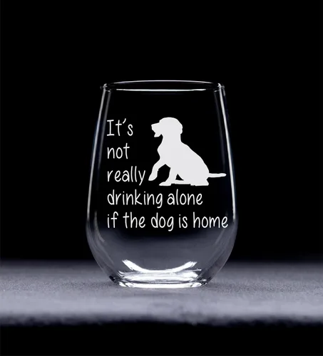 Miniatura 5 de C M El perro está en casa, divertida copa de vino sin tallo para él, ella, esposa, marido, amigo, lindo regalo de perro para hombres y mujeres - 17