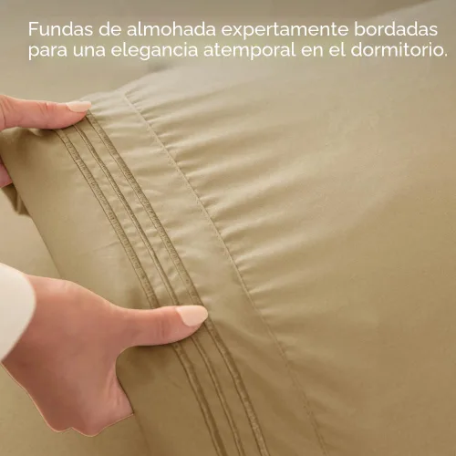 Miniatura 6 de Juego de sábanas tamaño King de 4 piezas, cómodo, transpirable y refrescante, ropa de cama de lujo de hotel para mujeres, hombres, niños, 13 - Beige