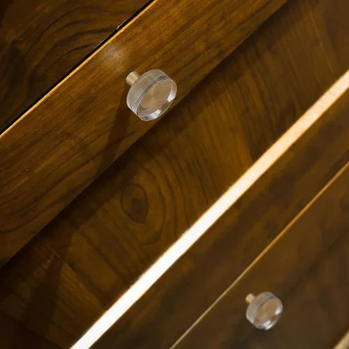 Miniatura 6 de Hotop 8 pomos de cristal para armarios de 1-1/5 pulgadas, tiradores de cristal dorados para gabinete, tiradores de cajón de latón a granel